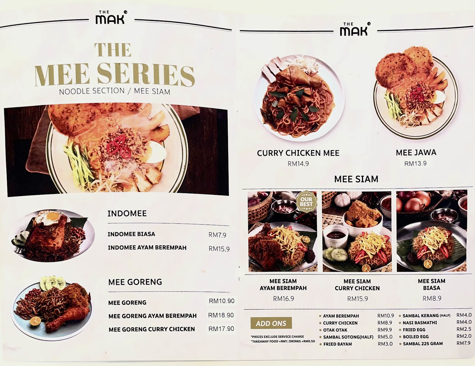 The Mak Nasi Lemak 菜单